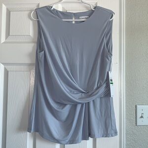 Calvin Klein light blue faux wrap blouse size L